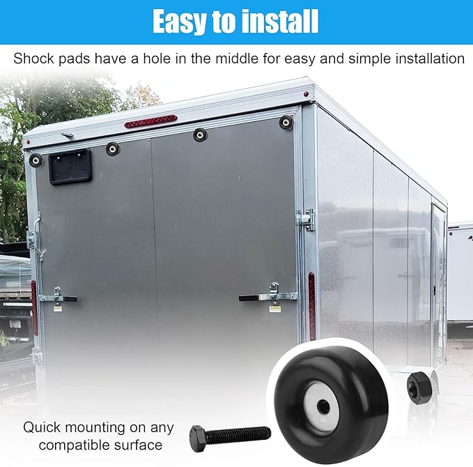 2.5" Trailer Ramp Door Bumper, Round Rubber Bump Stops with Screw Kit for Cargo Trailer Ramp Doors & Truck Gates, Pressure Washers, Air Compressors, Pumps, and More Equipment - 4 Pack