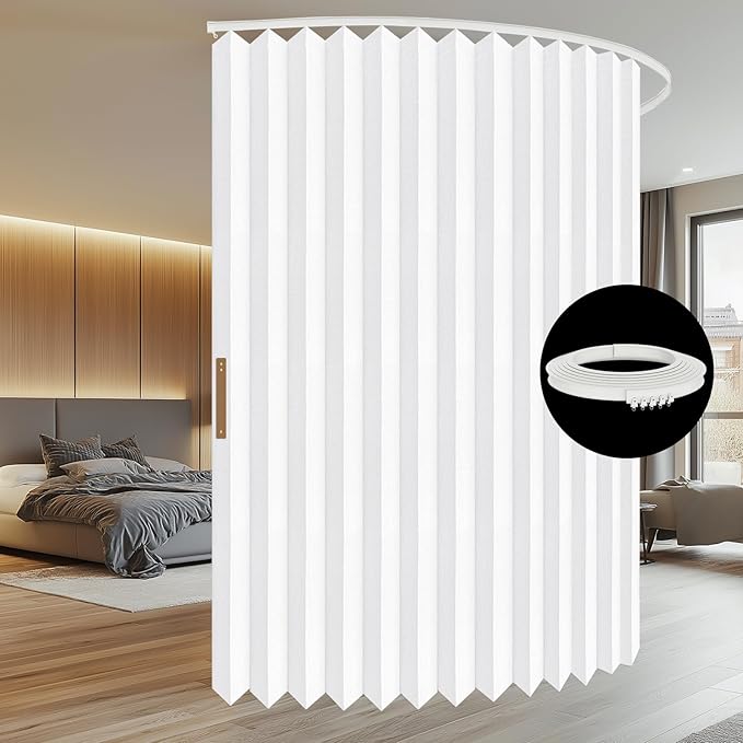 100% Blackout Room Divider Curtains - Total Privacy Curtain Panel, Thermal Insulated Noise Reduction Curtains for Bedroom Windows, Include Ceiling Curtain Track(White, W100 x L96, 1 Pack)