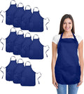DALIX Apron Commercial Restaurant Home Bib Spun Poly Cotton Kitchen Aprons (2 Pockets) in Navy Blue 12 Pack