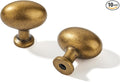 khtumeware 10 Pack 1-3/8 inch(35mm) Antique Brass Cabinet Knobs Dresser Knobs Oval Drawer Knobs Kitchen Cabinet Hardware Egg Knobs for Dresser Drawers
