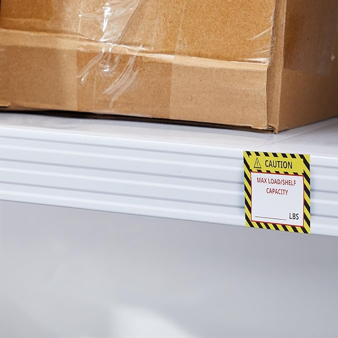 Zhanmai 100 Pcs Pallet Rack Capacity Labels 3 x 4 Inches Pallet Racking Caution Max Load Shelf LBS Warning Stickers Bright PVC Industrial Strength Sticker Warehouse Safety Forklift Cross Beam Safety