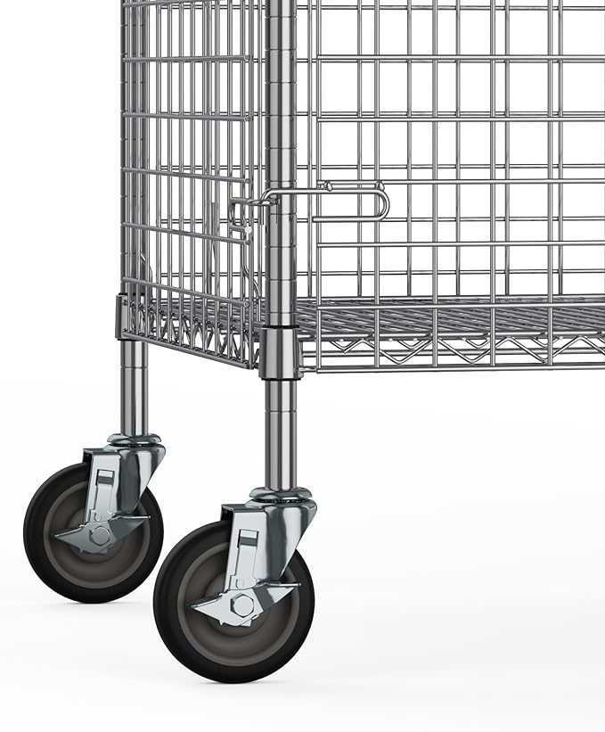 24" W x 60" L x 69" H Heavy Duty Utility Commercial Grade Metal Storage NSF Unit | Chrome Mobile Security Wire Cage Kit