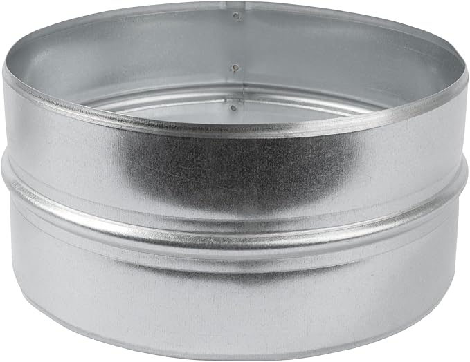 Vent Systems 8'' Inch Galvanized Steel Duct Connector - Round Ventilation Duct Extension - Metal Vent Coupler - Metal Hose Coupling - Galvanised Pipe Connector