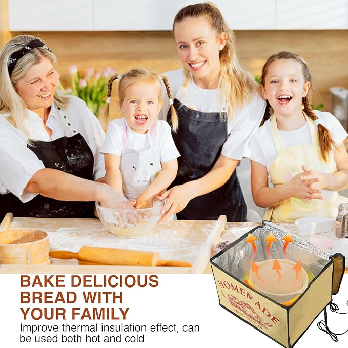 Bread Proofing Box with Heater for Precise Temperature Fermentation, Folding Zippered Dough Proofer Warming Box for Bread, Pizza, Sourdough, Yogurt and Handmade Soap