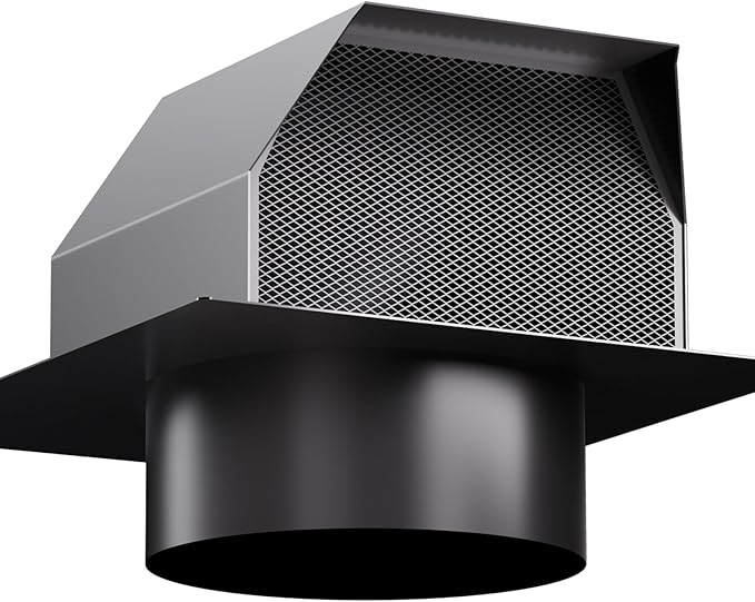 Hon&Guan 4 Inch Roof Vent Cap, Upgraded Airflow Roof Vents for Houses Watertight Galvanized Steel Roof Exhaust Vent for Ventilation System-with Damper