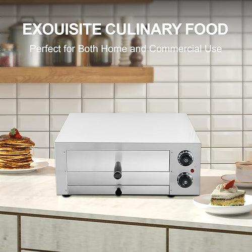 12" Electric Pizza Oven,Stainless Steel Countertop Pizza Oven with temperature and Timer for Kitchen Commercial Use