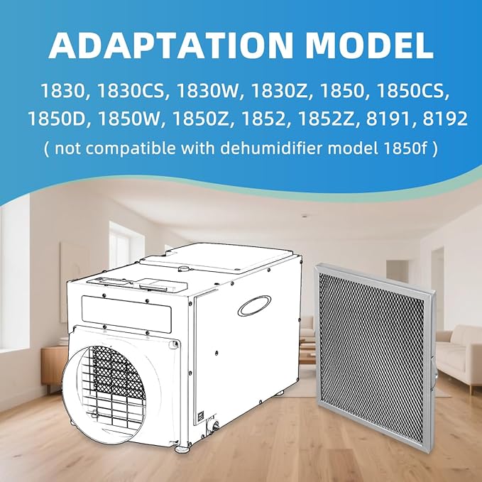 1830 5443 Washable MERV 8 Dehumidifier Replacement Filter Compatible with Whole-House Dehumidifiers 1850 1852 and Ventilation Models 8192 1819 Size 10 x 12 x 1 inch 2 Packs