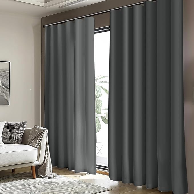 Room Divider Blackout Curtain Track Curtains Wall Dividers Panels Screen for Living Rooms Bedroom Office Privacy Partition Separation, W100 × L96 Inch,1 Panel, Grey
