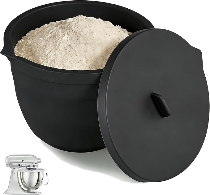 Silicone Bowl Liners for Kitchen,Silicone Liners Mixer for 5 Qt Tilt-Head KitchenAid Mixers,Mixer Bowl Accessories and Attachments with Lids,Black
