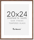 20x24 Picture Frames, Rustic Solid Oak Wood Frame 20 x 24 for Wall, Wooden 20 by 24 Photo Frames with Tempered Real Glass, 20x24 Poster Frame Matted to 16x20 (Walnut Color, 1 Pack)