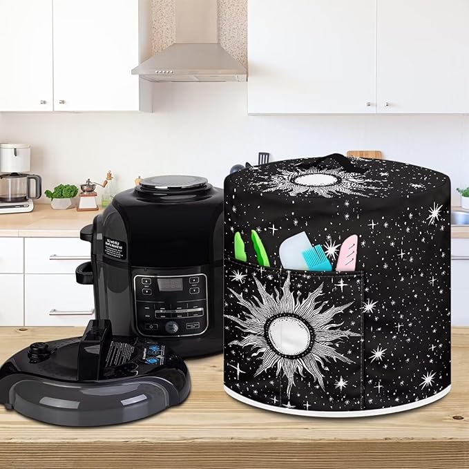 Gothic Sun Star Pressure Cooker Cover for Women Dust Protection Insulated Rice Cooker Cover with Easy to Clean Lining Dust Cover with Pockets for Instant Pot 3 Quart Appliance Cover