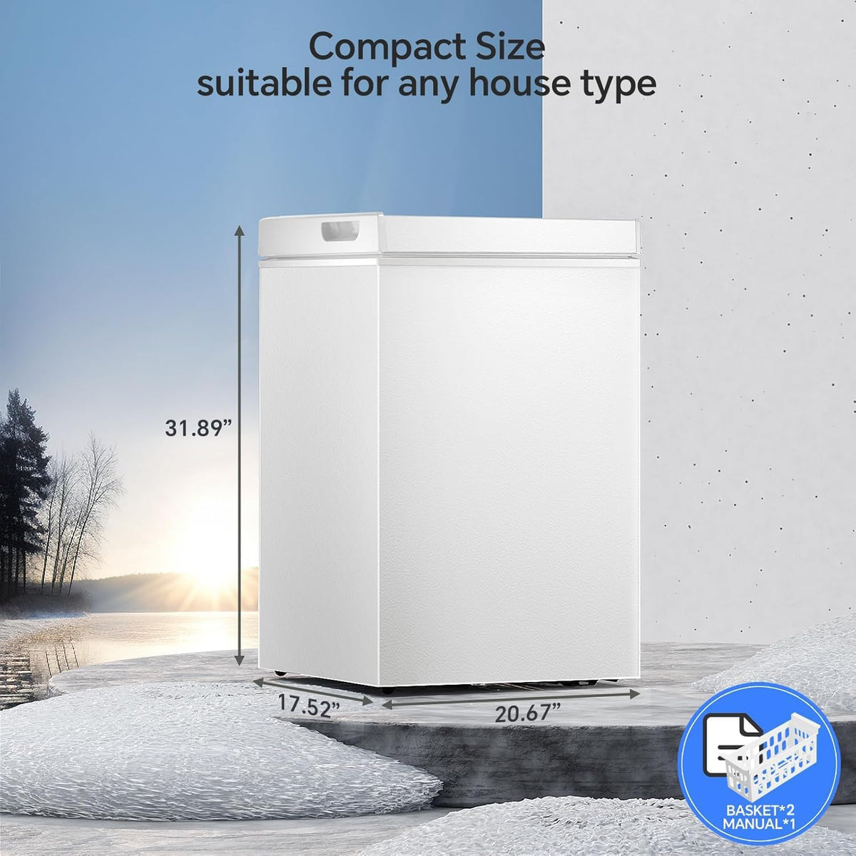 Kismile 2.0 Cubic Feet Chest Freezer, Compact Deep Freezer for Home, White
