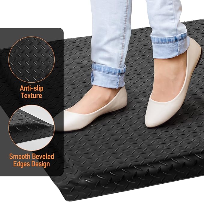 Anti Fatigue Mats Industrial 2' x 7' 15/16" Thick Ergonomic Standing Mat Commercial Kitchen Mat Heavy Duty Diamond Plate Cushioned Shop Floor Mats Helps Relieve Back and Leg Soreness
