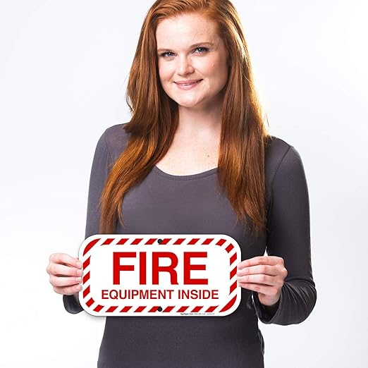 Fire Equipment Inside Sign, Fire Safety Sign, 6x12 Inches, Rust Free .040 Aluminum, Fade Resistant, Indoor/Outdoor Use, Made in USA