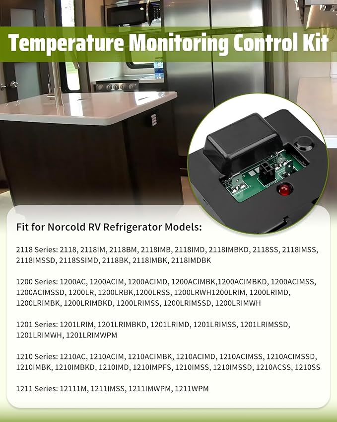 637360 Temperature Monitoring Control Kit Fit for Norcold RV Refrigerator 2118 1210 Series, with Waterproof Box, RV Refrigerator Overheat Sensor, Replacement 634677