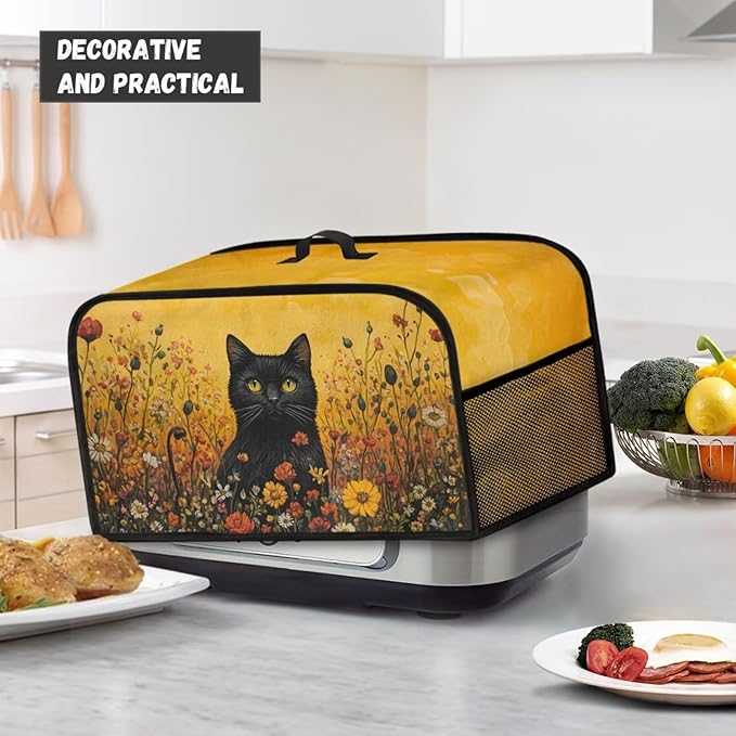 Black Cat Crock Pot 6-8 Quart Slow Cooker Dust Cover Set for Kitchen Appliances