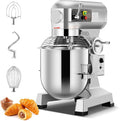 Commercial Mixer, 15/30QT Commercial Food Mixer, Dough Mixer with Stainless Steel Bowl, 3 Speeds Adjustable and Safety Guard, Dough Hook Whisk Beater Included, Ideal for Bakery Pizzeria (30QT)