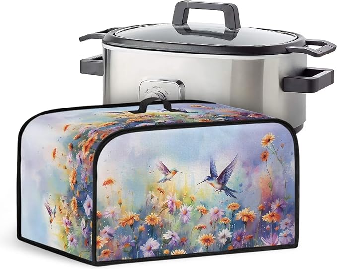 Two Hummingbirds Slow Cooker Cover 6-8 Qt Flower Bush Slow Cooker Bag Crock Pot Cover Keep Appliance Clean Kitchen Tool Kitchen Small Appliance Dust Covers Decor
