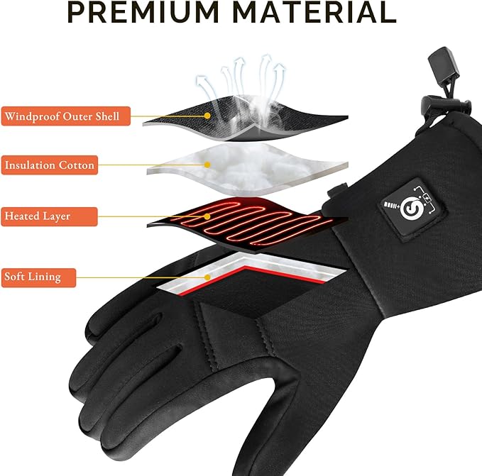 SAVIOR HEAT Thin Heated Gloves for Men Women, Electric Glove with Rechargeable Battery Hand Warmer for Skiing Hiking Hunting Camping Climbing Motorcycling