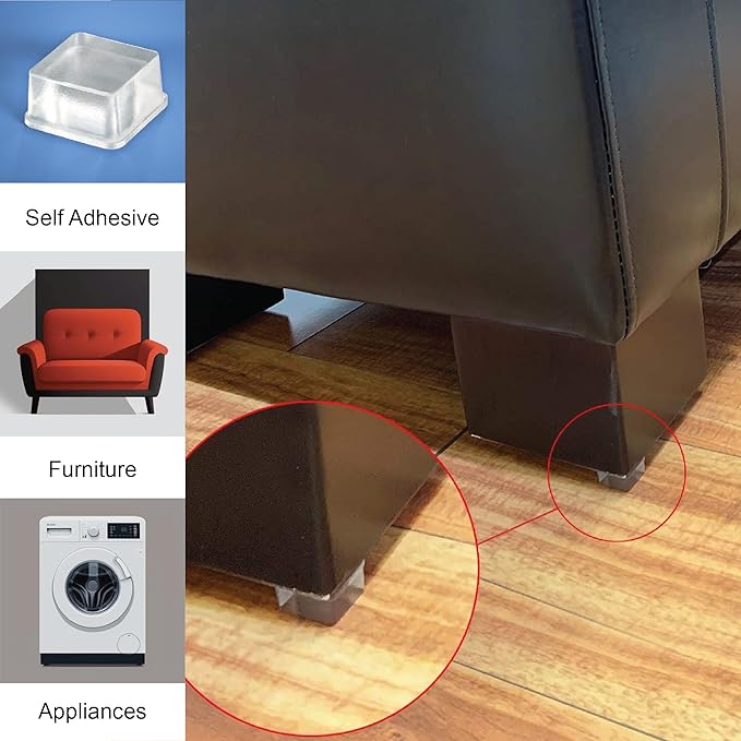 Black Tall Square Adhesive Rubber Bumper Pads - Made in USA – Rubber Feet for Speakers, Electronics, Furniture, Appliances, Audio Equipment - 50 Pieces