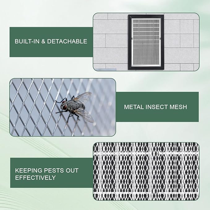 18"x24" Paintable Gable Vent - Premium Aluminum，Filter Screen for Removable, Ideal for Gables, Sheds, and Attics - Vent Opening 16"x22" - Boost Ventilation and Guard Against Moisture