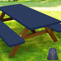 Smiry Picnic Table Cover with Bench Covers, Waterproof Elastic Fitted Polyester Tablecloths for 6 Ft Rectangle Tables, Washable Windproof Tablecloth for Camping, RV & Outdoor (Navy, 30x72 Inches)