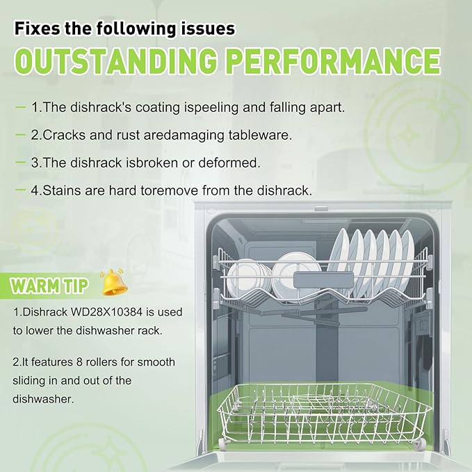 Upgrade WD28X10284 WD28X31819 Dishwasher Lower Rack Replacement for ge Dishwasher Parts, Replaces WD28X10335 AP4980665 PS3486947, Lower Dishrack Assembly with Wheels 20.25"D x 22"W x 6.625"H