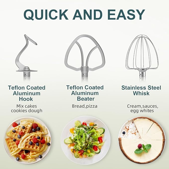 HOWORK Electric Stand Mixer,10+p Speeds Kitchen Mixer With 6.5QT Stainless Steel Bowl,Dough Hook, Wire Whip & Beater,for Most Home Cooks (Red)
