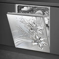 Flowers Dishwasher Magnet Cover 23x26 Inch Silver Floral Refrigerator Sticker Washer Kitchen Decor Floral Magnets Kitchen Decorative Sticker Refrigerator Magnets Decor Appliance Panel