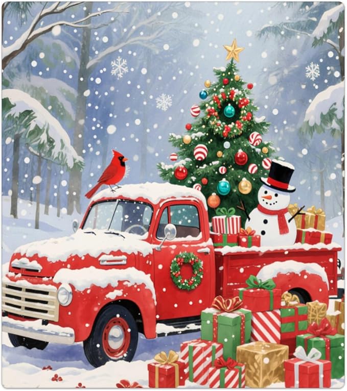 Christmas Truck Tree Dishwasher Magnet Cover, 23" W x 26" H Fridge Magnetic Stickers Reuseable Magnet Panel Decal Cover for Washing Machine Fridge Microwave Cabinet Kitchen Christmas Decoration