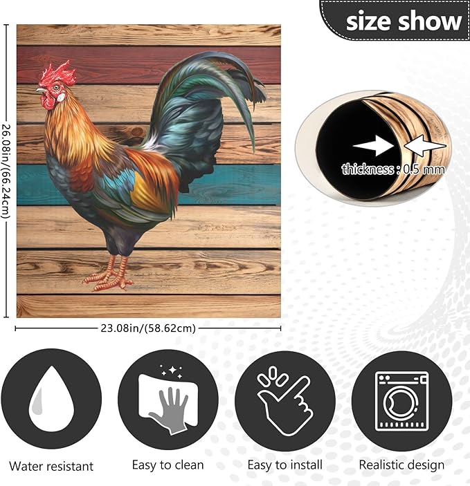 Dishwasher Magnet Cover Rooster Farmhouse Magnetic Refrigerator Panel Decorative Vinyl Fridge Microwave Sticker Home Seasons Decor, 26x23 in