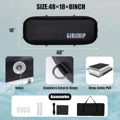 10'×18"/24" Inflatable Boat Bumpers, Large Boat Fenders for Docking, Boat Bumpers for Docking with Mooring Ropes, Heavy Duty Dock Bumper for Yacht or Fishing Boat