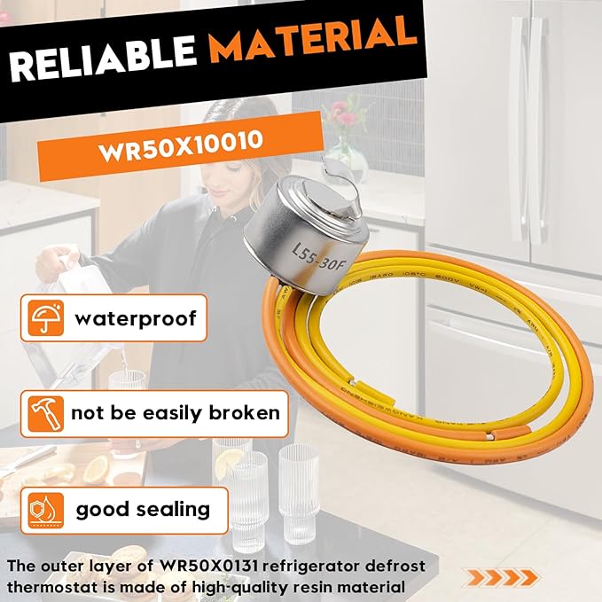 WR50X10010 Defrost Thermostat for GE, Kenmore Refrigerators, Compatible with 37TV31 Thermostat in HotPoint Refrigerators, Replaces AP2071285, 880016, AH303434, EA303434, PS303434, WR50X0131, WR50X131