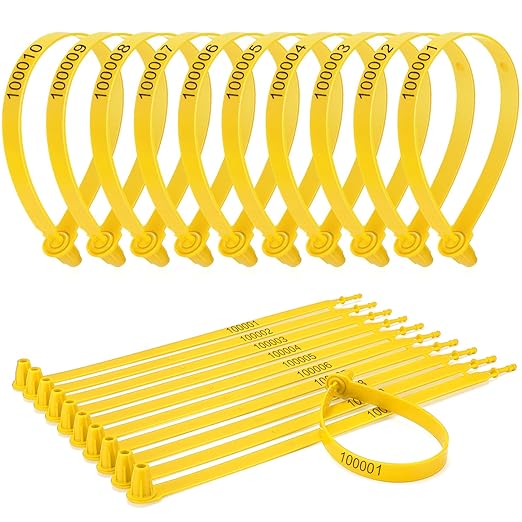 Roowest 1000 Pcs Plastic Truck Trailer Door Seals, Tamper Evident Security Tags, Numbered Safety Disposable Locks for Container Logistics Transport Package Shipping(Yellow)