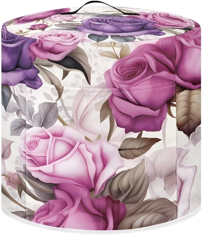 Rose Dust Cover for 6 qt Air Fryer & Pressure Cooker Kitchen Appliance Accessories, Portable Pressure Cooker Air Fryer Rice Cooker Dust Cover with Storage Pockets