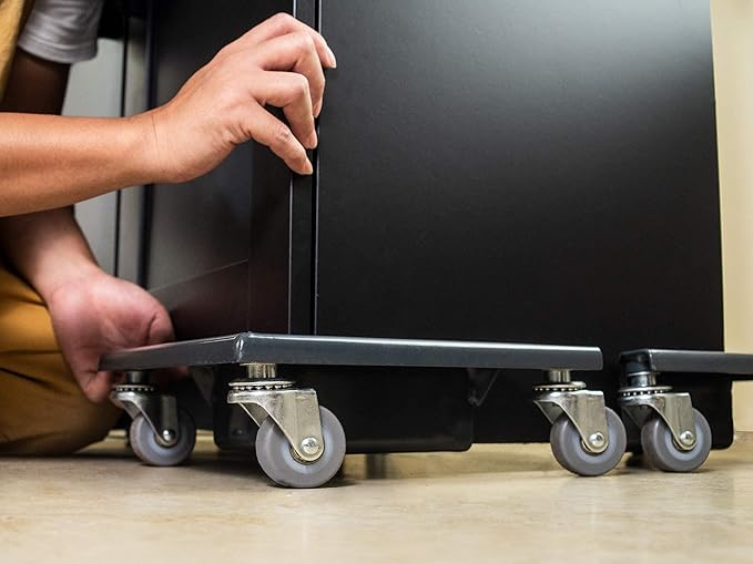 Low Profile Desk Cabinet Corner Mover Dolly Furniture Dollies 3 Wheel Dolly (Set of 4) 1320 lb. Capacity Quiet PU Roller Premium Ball Bearing Industrial Standard