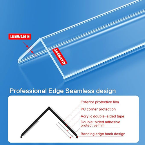 12PCS Clear Self-Adhesive Wall Corner Protectors，Corner Guards & Edge Protector for Wall Door Frame Cabinet Baseboard & Door, Table, Stair (31.5" X 1.18")