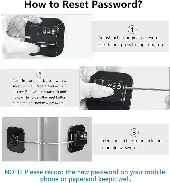 Refrigerator Lock, Heavy Duty Fridge Lock, Combination Lock for Refrigerator Cabinets, Drawers, Safety Lock, Easy Install No Keys Needed (Black-4Pack)