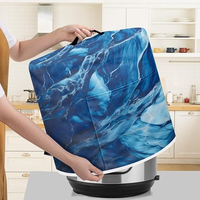 Small Appliance Covers, Dust Cover for 6 Quart Air Fryer & Pressure Cooker Kitchen Appliance Accessories, Pressure Cooker Air Fryer Rice Cooker Dust Cover, Marble Blue