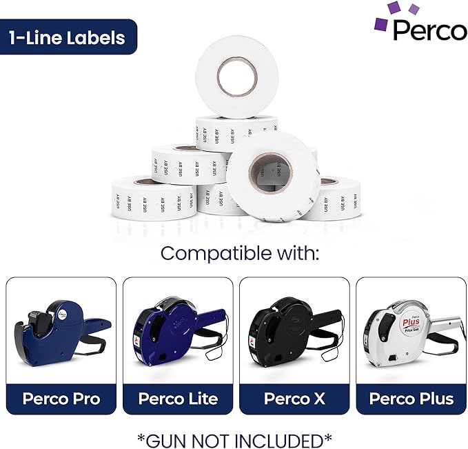 Perco USE by 1 Line Labels - 1 Sleeve, 8,000 "USE by Labels for Perco Lite, X, Plus and Pro 1 Line Date Guns