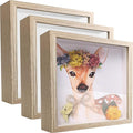 8x10 Shadow Box Frame Display Case, Wood with Plexiglass, Display Case Box for Memorabilia, Medal, Crafts,Tickets and Photos, Picture Frame for Wall and Tabletop (3pcs-Natural Wood, 8x10)