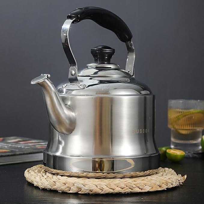 Tea kettle, 1.6 Quart Food Grade 304 Stainless Steel Tea Kettle for Stove top Whistling Teapot with Cool Touch Ergonomic Handle, Suitable for All Heat Sources(1.5L)