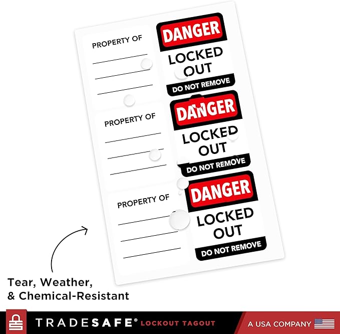 TRADESAFE Lockout Tagout Locks Label, 20 English Lock Out Tag Out Padlock Labels, Danger Locked Out Do Not Remove Loto Locks Stickers