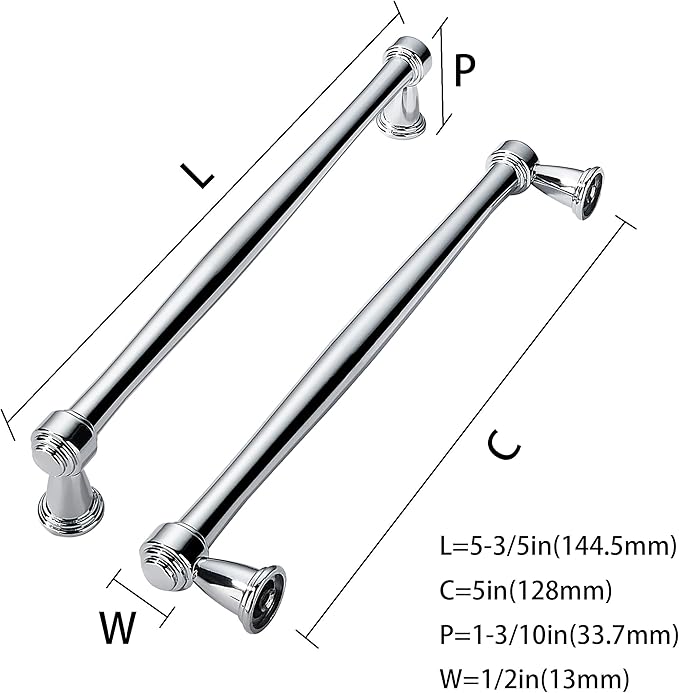 khtumeware 10 Pack 5 Inch(128mm) Vibrant Polished Chrome Cabinet pulls Kitchen Cabinet Handles Kitchen Cabinet Hardware for Cupboard Drawer Handles Dresser Pulls