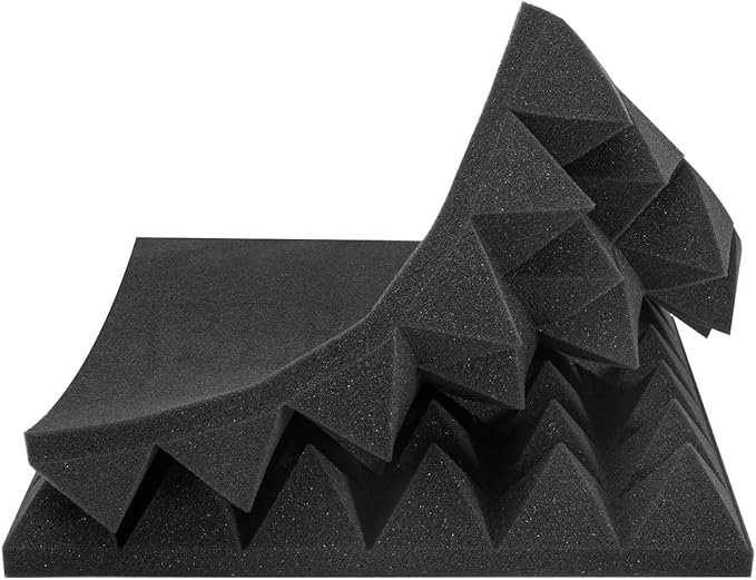 JBER Acoustic Sound Foam Panels, 24 Pack 2" X 12" X 12" Blue and Black Soundproofing Treatment Studio Wall Padding Sound Absorbing Fireproof Pyramid Acoustic Treatment…