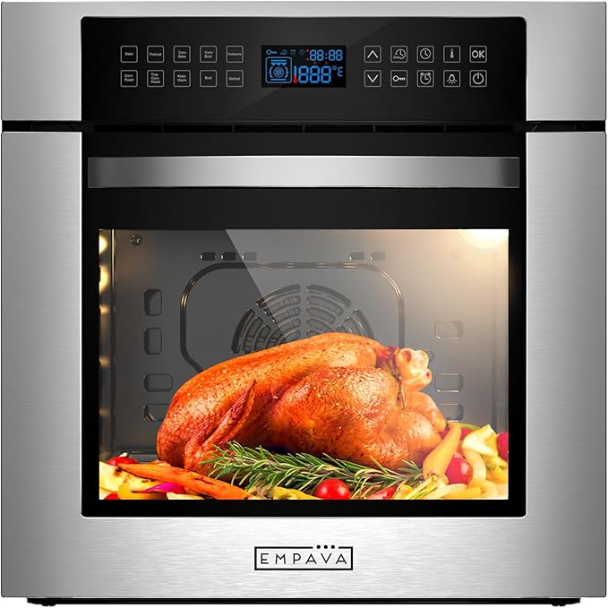 Empava 24" 10 Cooking Functions W/ Rotisserie Electric LED Digital Display Touch Control Built-in Convection Single Wall Oven EMPV-24WOC02