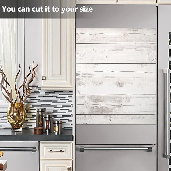 Dishwasher Magnet Cover, White Wood Magnet Sticker Fridge Panel Decal for Home Kitchen Decor, 23x26 in