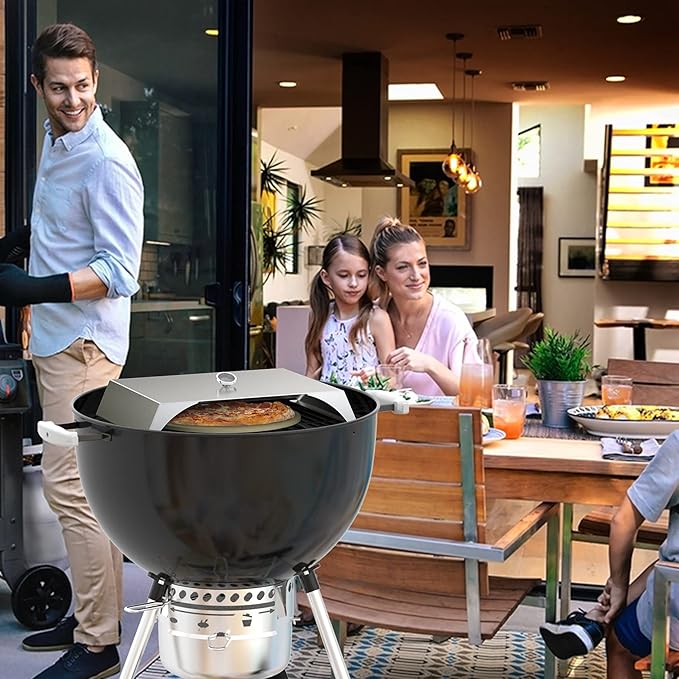 Skyflame Universal Stainless Steel Pizza Oven Kit with Stone for Most Gas Grills and Pellet Grill Conversion Kit, 22x15 Inches
