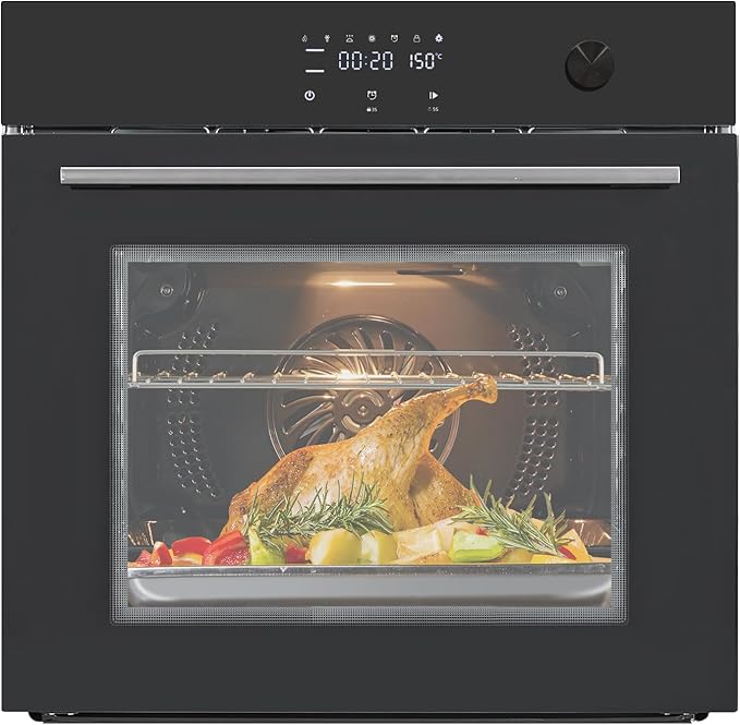 24 Inch Built-in Electric Single Wall Oven,2.5Cu.ft. Stainless Steel Convection Oven with 8 Cooking Functions, Touch Control, Timer, Convection Fan and Safety Lock, 3000W, Black