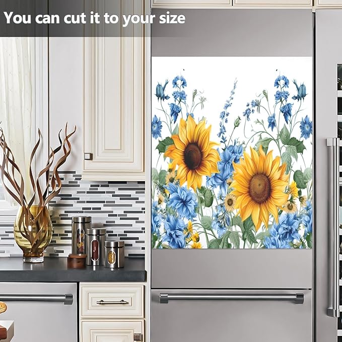 Dishwasher Magnet Cover, Sunflowers Magnet Sticker Fridge Panel Decal for Home Kitchen Decor, 23x26 in